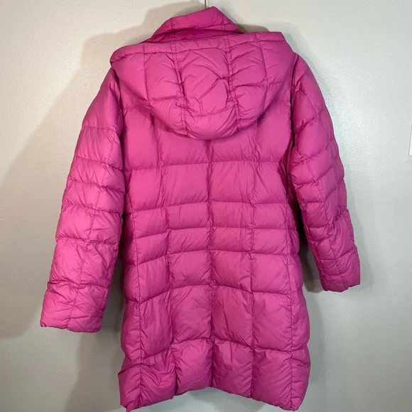 Lands End Girls Pink Goose Down Puffer Jacket Long Parka Winter Coat Size L (14) - Picture 6 of 11